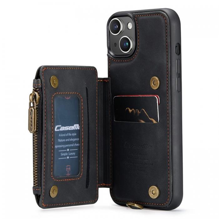 Caseme - CASEME iPhone 14 Plnboksfodral C20 Zipper Kickstand - Svart