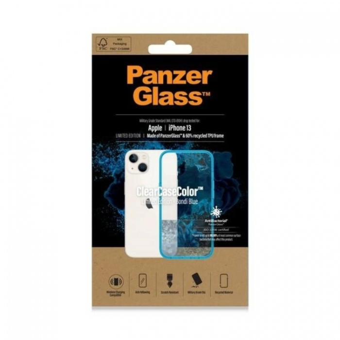 PanzerGlass - PanzerGlass iPhone 13/14/15 Mobilskal Antibacterial - Transparent/Bl