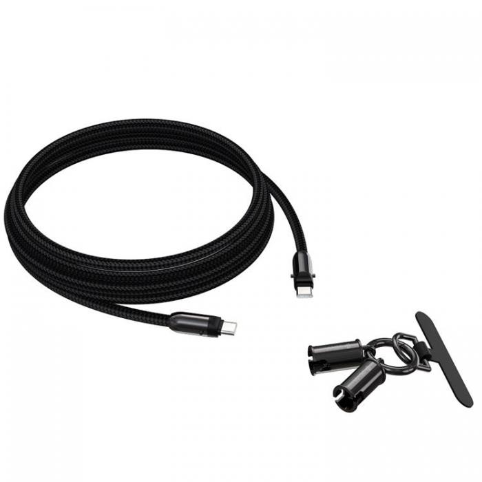 Devia - Devia 2in1 USB-C till USB-C 60W 1.2m Kabel Lanyard - Svart