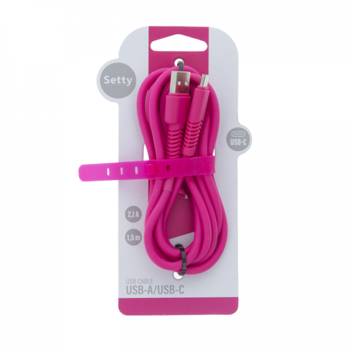 Setty - Setty USB Till USB-C Kabel 1.5m 2A KSA-C-1.526 - Rosa