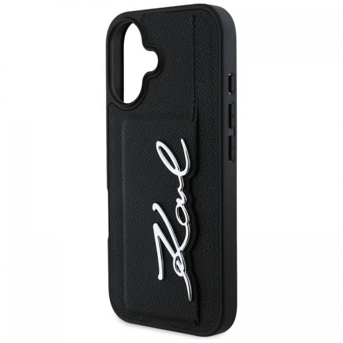 KARL LAGERFELD - Karl Lagerfeld iPhone 16 Mobilskal Korthllare Metal Signature - Svart