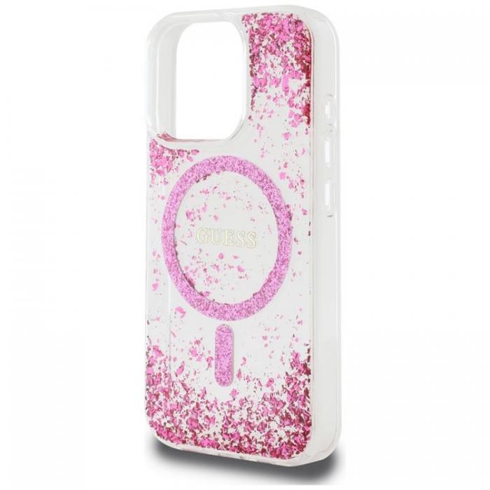 Guess - Guess iPhone 16 Pro Mobilskal MagSafe HC Resin Bottom Glitter - Rosa