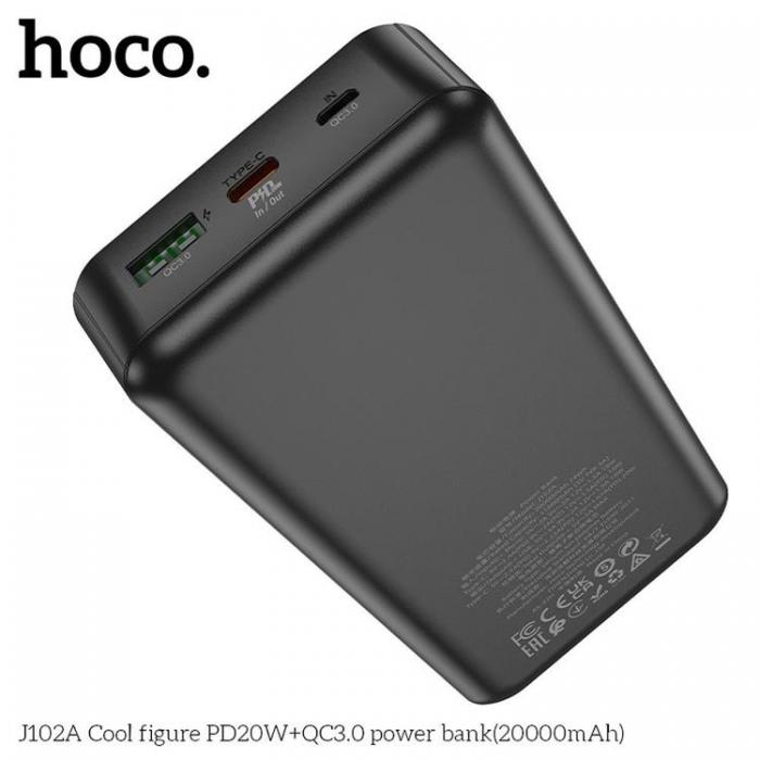 Hoco - Hoco Powerbank 20000 mAh 20W PD QC3.0 3A J102A - Svart