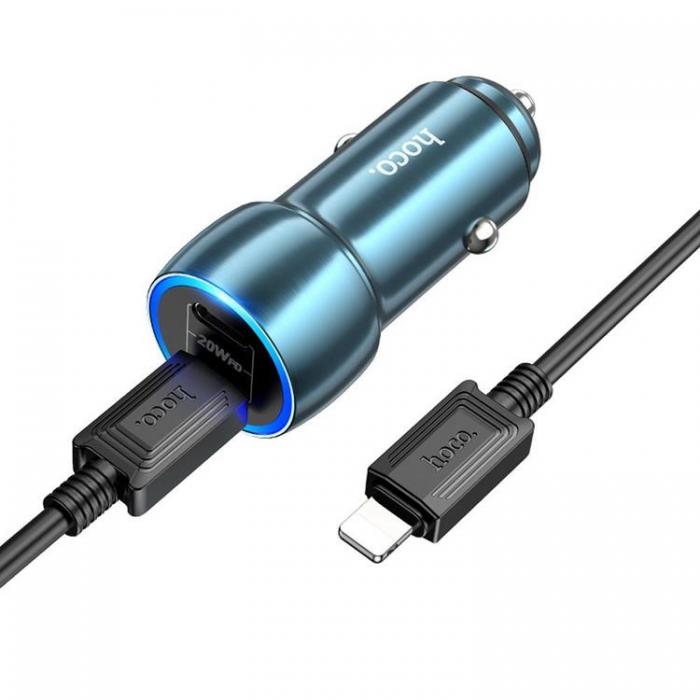 Hoco - Hoco Billaddare 40W 2xUSB-C + Kabel USB-C Till Lightning - Safirbl