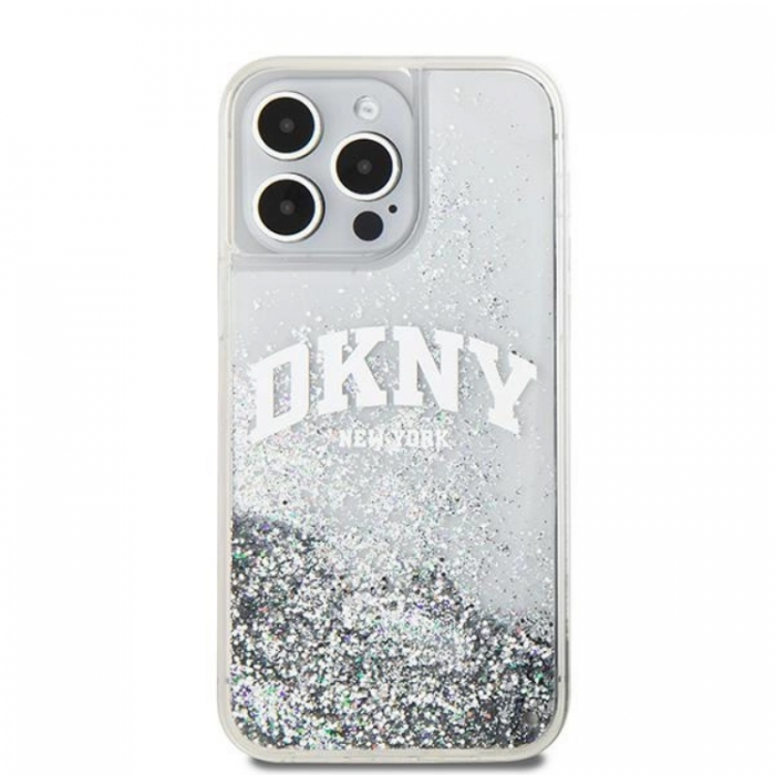 DKNY - DKNY iPhone 15 Pro Max Mobilskal Liquid Glitter Big Logo - Vit