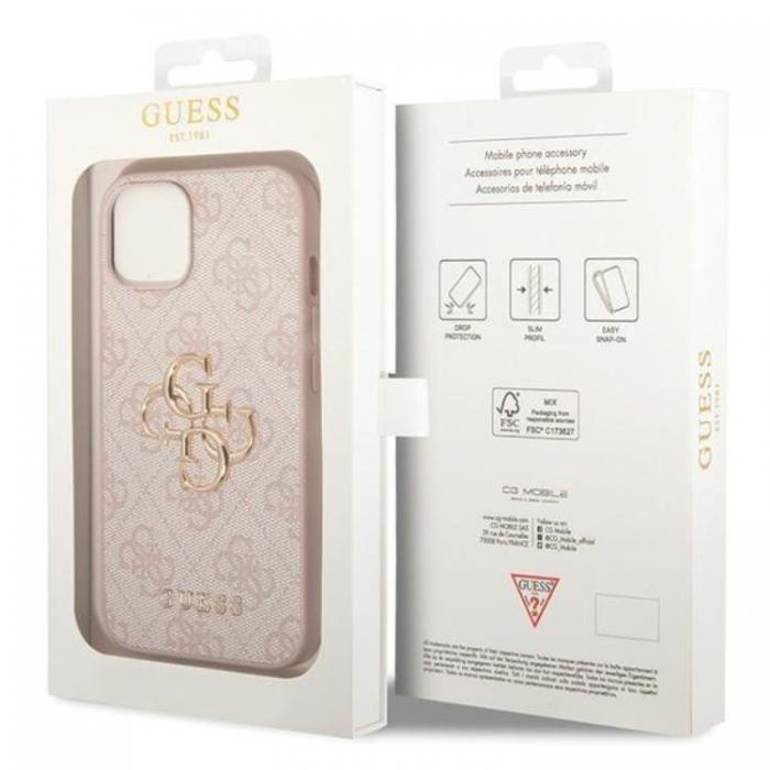 Guess - Guess iPhone 15 Plus Mobilskal Big Metall Logo - Rosa