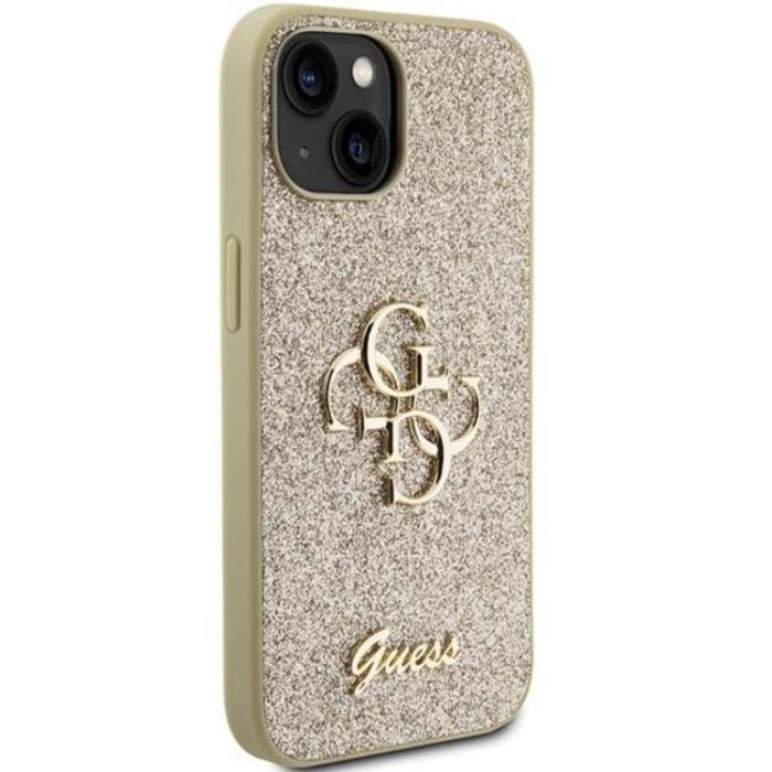 Guess - Guess iPhone 15 Plus Mobilskal Glitter Script Big - Guld