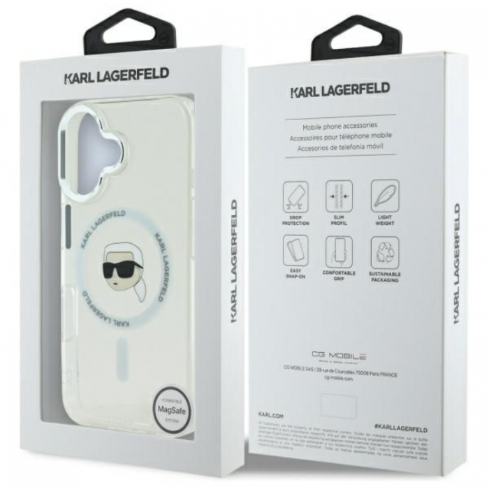 KARL LAGERFELD - Karl Lagerfeld iPhone 16 Plus Mobilskal MagSafe IML Metal Head