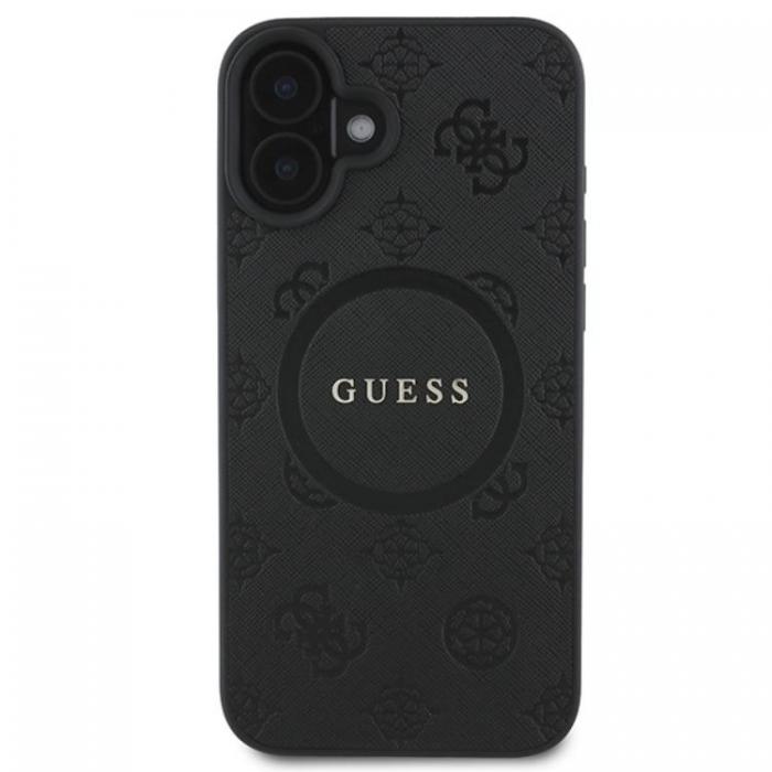 Guess - Guess iPhone 16 Mobilskal Magsafe Saffiano Peony Classic Logo - Svart