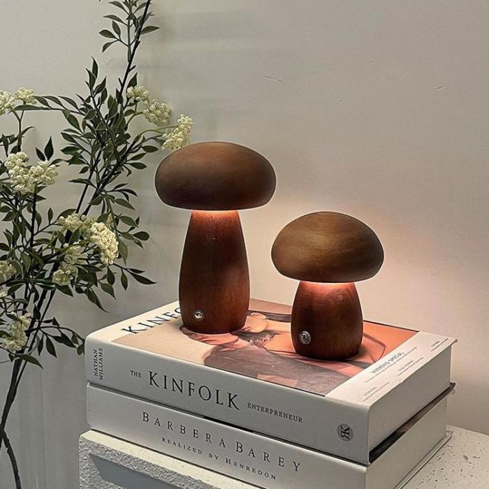 A-One Brand - Bordslampa Vid Sngen Mushroom Art Deco MTWTHN - Brun