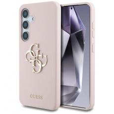 Guess - Guess Galaxy S25 Ultra Mobilskal Silikon Big 4G Bottom Script - Rosa