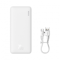 BASEUS - Baseus Powerbank 10000 mAh 20W Med USB-A Till USB-C Kabel - Vit