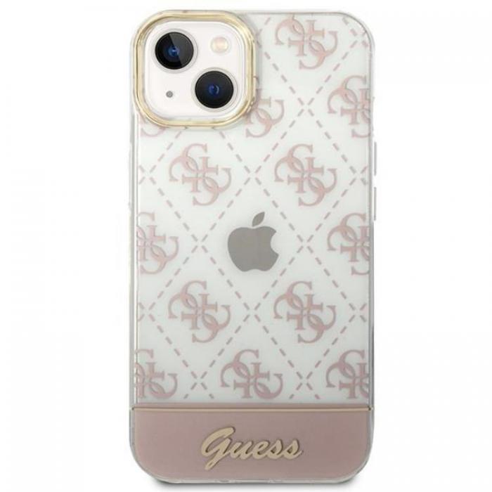 Guess - GUESS iPhone 14 Plus Skal Pattern Script - Rosa