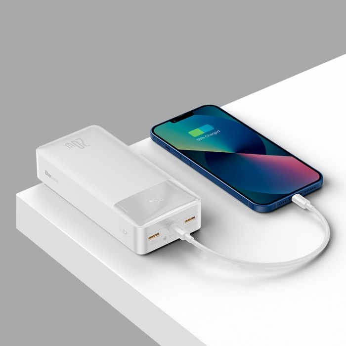 BASEUS - Baseus Powerbank 30000 mAh 20W Bipow + Micro-USB Kabel - Vit