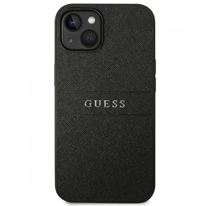 Guess - GUESS iPhone 14 Plus Skal Glitter Flakes Script Metal Logo - Svart