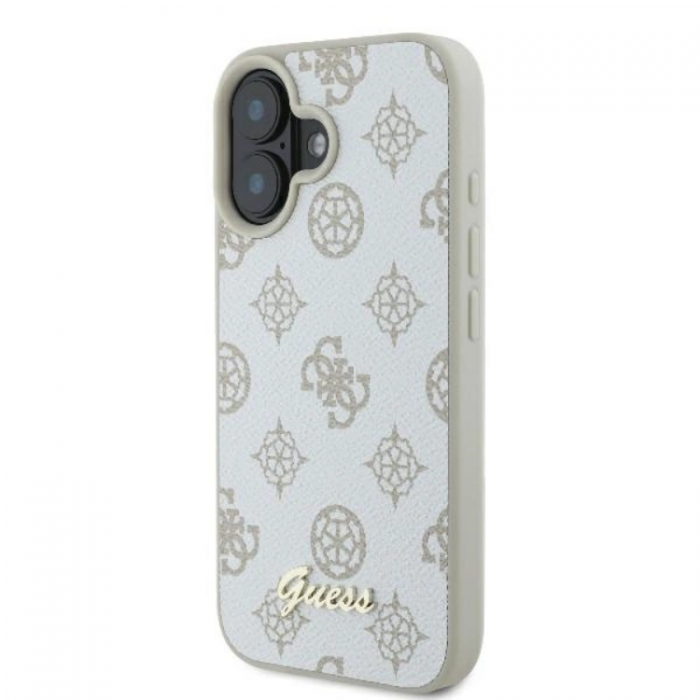 Guess - Guess iPhone 16 Mobilskal MagSafe Peony Script Logo - Vit