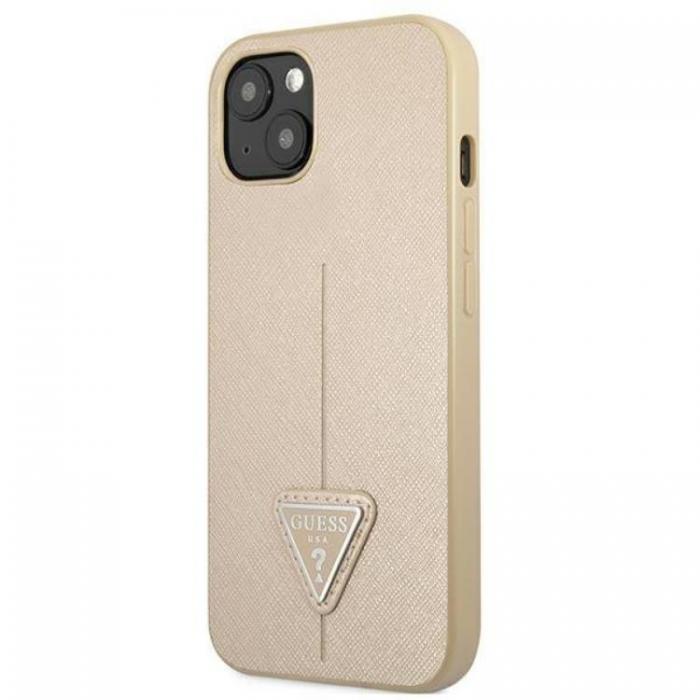 Guess - Guess iPhone 13 Mini Skal Saffiano Triangle Logo - Beige