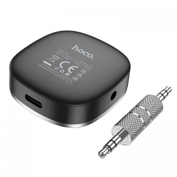 Hoco - Hoco Adapter Aux Bluetooth Jack 3.5 mm E80 - Svart