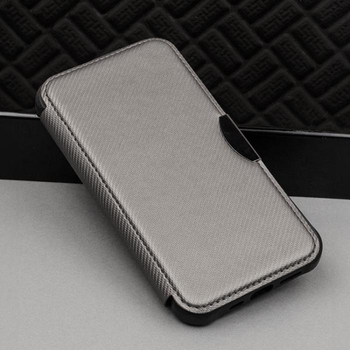 A-One Brand - Galaxy S22 Plnboksfodral Smart Carbon - Silver