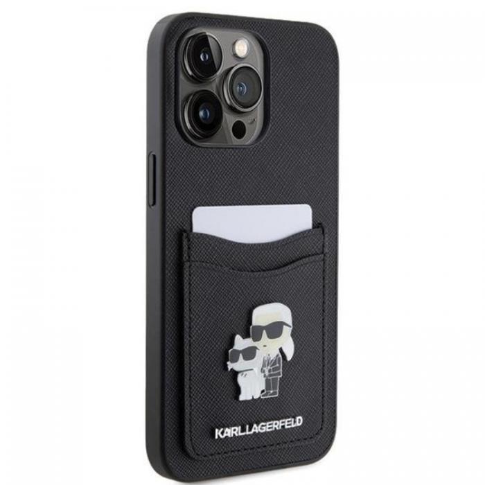 KARL LAGERFELD - Karl Lagerfeld iPhone 15 Pro Max Mobilskal Korthllare KC - Svart