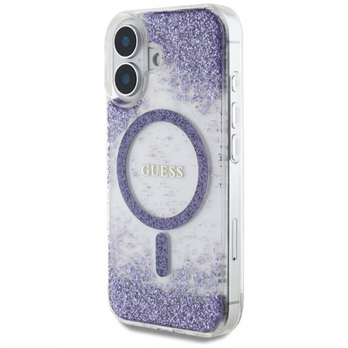 Guess - Guess iPhone 16 Mobilskal MagSafe HC Resin Bottom Glitter - Lila