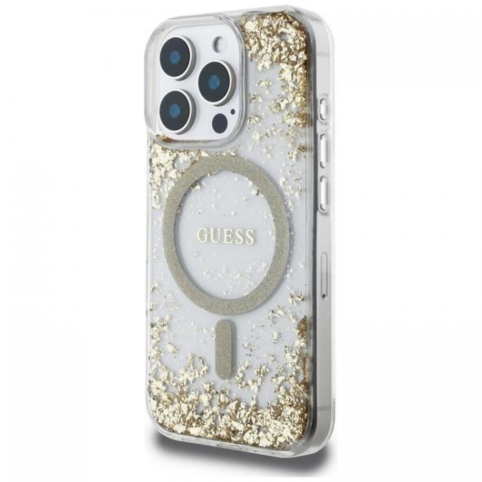 Guess - Guess iPhone 16 Pro Max Mobilskal MagSafe HC Resin Bottom Glitter - Guld