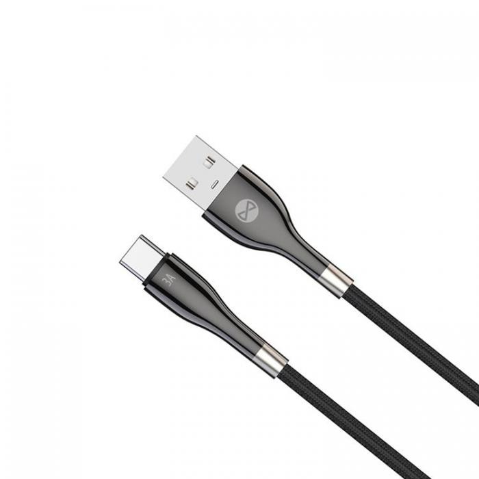 Forever - Forever Sleek USB-C till USB-A kabel 1m 3A - Svart