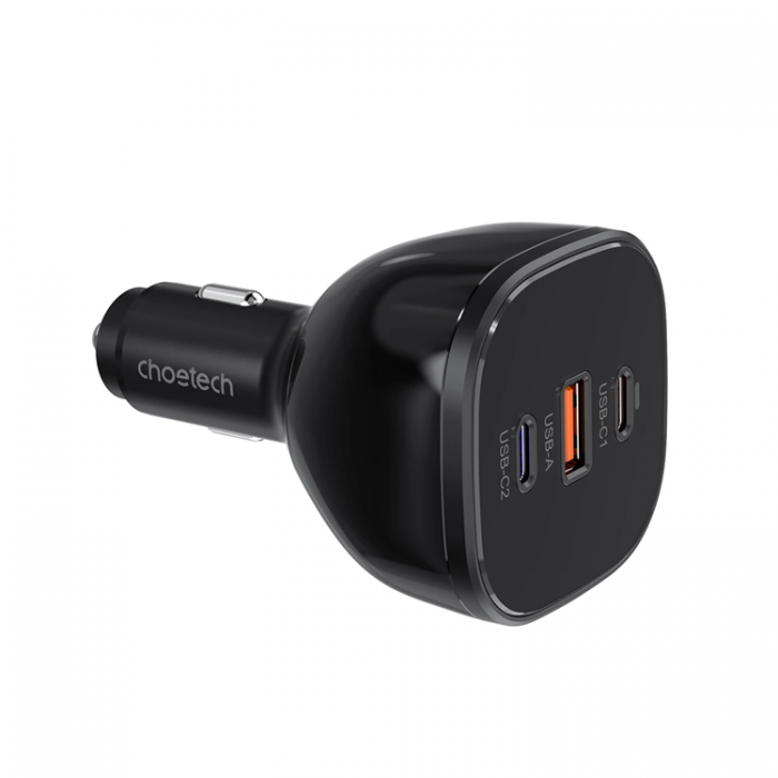 Choetech - Choetech Billaddare 160W 2xUSB-C 1xUSB-A - Svart