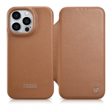 ICARER - iCarer iPhone 14 Pro Plånboksfodral Magsafe CE Läder - Brun