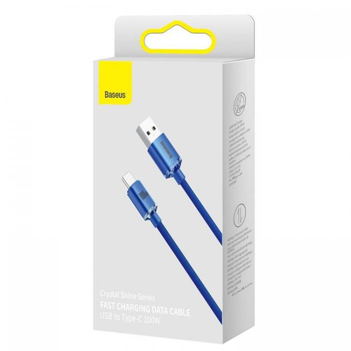 BASEUS - Baseus USB Till USB-C 100W 2m Kabel Crystal Shine - Bl