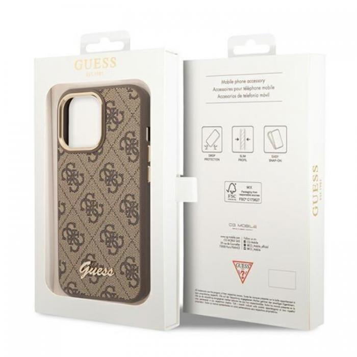 Guess - GUESS iPhone 14 Pro Max Skal Vintage Gold Logo - Brun