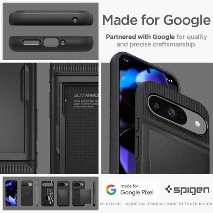 Spigen - Spigen Google Pixel 9/9 Pro Mobilskal Slim Armor CS - Svart