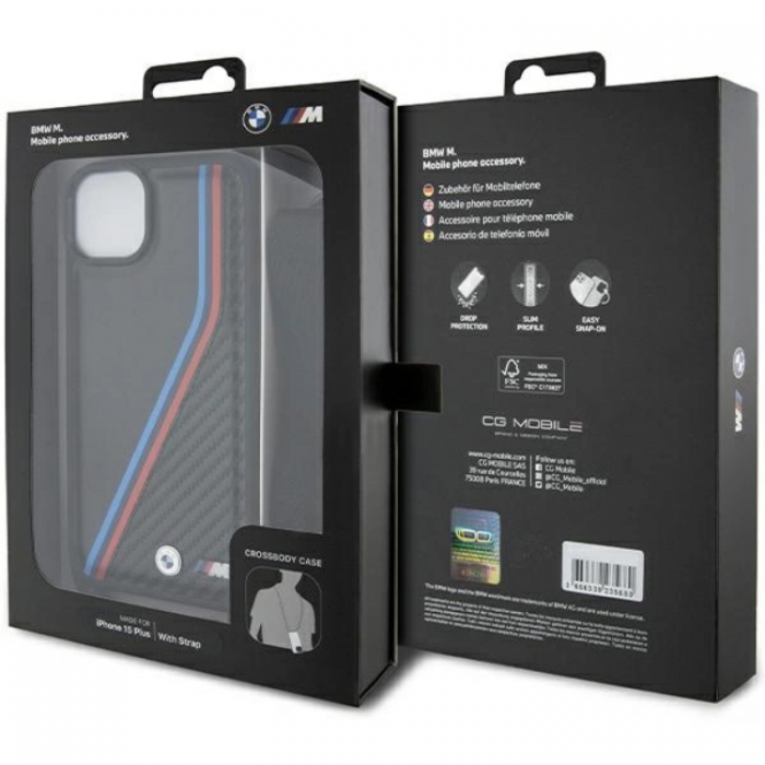 BMW - BMW iPhone 15/14 Plus Halsbandsskal M Edition Carbon Tricolor