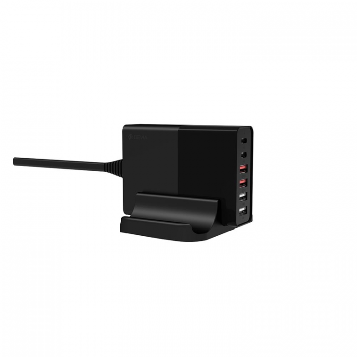 Devia - Devia Vggladdare 75W 4xUSB-A 2xUSB-C Extreme - Svart