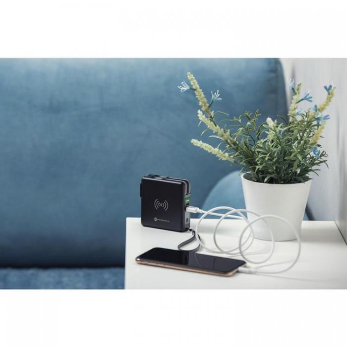 Forcell - Forcell 5in1 Laddare och Powerbank 10000 mAh USB-C/Lightning Kabel 20W - Svart