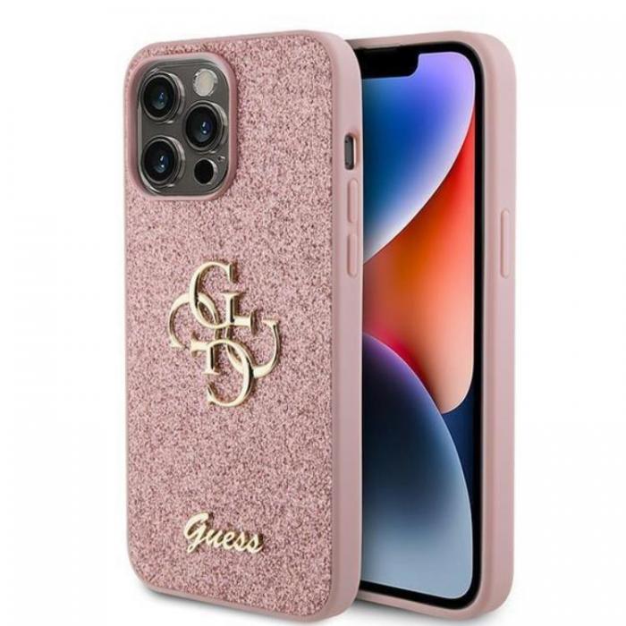 Guess - Guess iPhone 15 Pro Mobilskal Glitter Script Big - Rosa