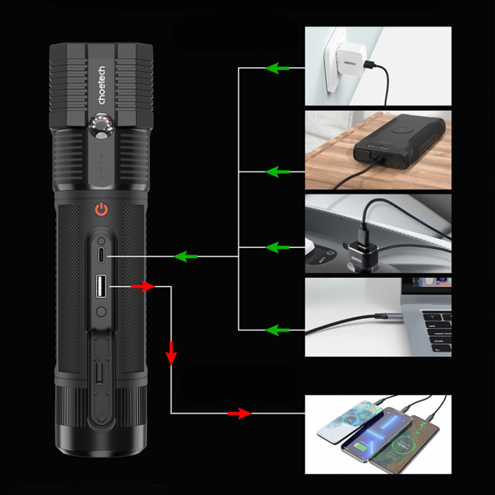 Choetech - Chotech Powerbank Jump Starter 8000mAh Led FlashLight - Svart