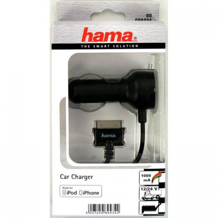 Hama - HAMA Laddare iPhone3 / 4 12V 30 Pin MFI - Svart