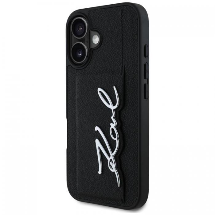 KARL LAGERFELD - Karl Lagerfeld iPhone 16 Mobilskal Korthllare Metal Signature - Svart