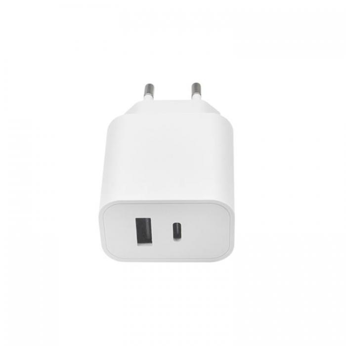 Maxlife - Maxlife Vggladdare 1x USB-C 1x USB 20W MXTC-06 - Vit