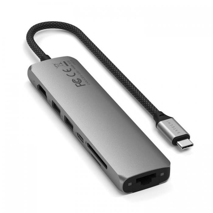 Satechi - Satechi 7-i-1 HUBB USB-C Slim Multiport Adapter med Ethernet - Rymdgr