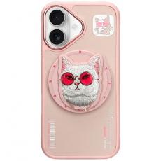 NIMMY - Nimmy iPhone 16 Mobilskal MagSafe Glasses Cool Cat - Rosa