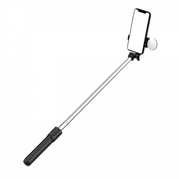 A-One Brand - Selfie Stick WH1YXS Telescopic Tripod 1m med Rund Lampa Svart