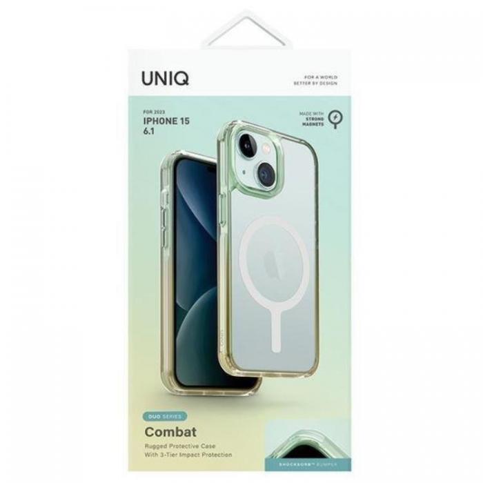 UNIQ - UNIQ iPhone 15 Mobilskal Magsafe Combat Duo - Grn/Gul