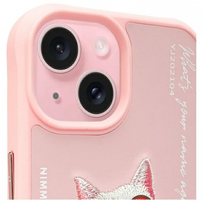 NIMMY - Nimmy iPhone 15 Mobilskal Glasses Cool Cat - Rosa