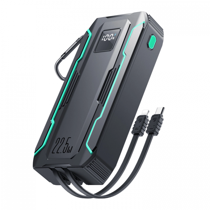 Joyroom - Joyroom Powerbank 20000mAh 22.5W Med Built-in Kabels - Svart