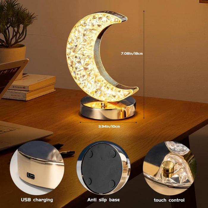 A-One Brand - Crystal Moon Night Light Touch Lampa