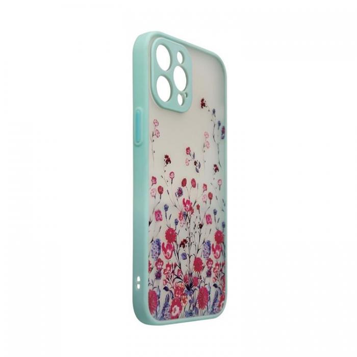 A-One Brand - iPhone 12 Pro Max Skal Flower Design - Ljusbl