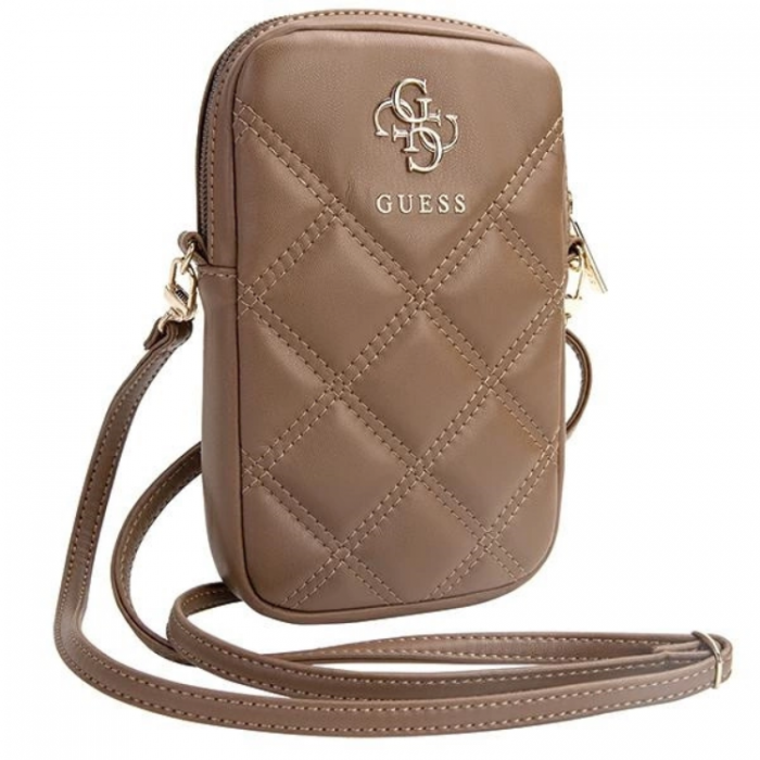 Guess - Guess Mobilvska Zip Quilted 4G - Brun