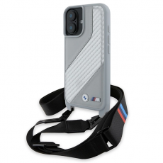 BMW - BMW iPhone 16 Mobilskal Carbon Stripe & Strap - Grå